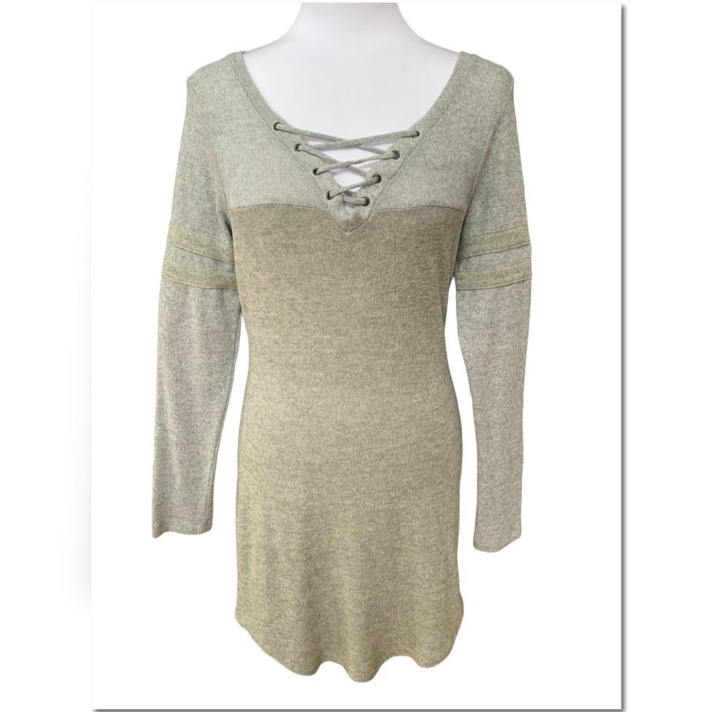 Gray Sweater Dress Size Large Long Sleeve Athletic Style Sweater Dress
